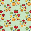 Seamless pattern with colorful mix fruits